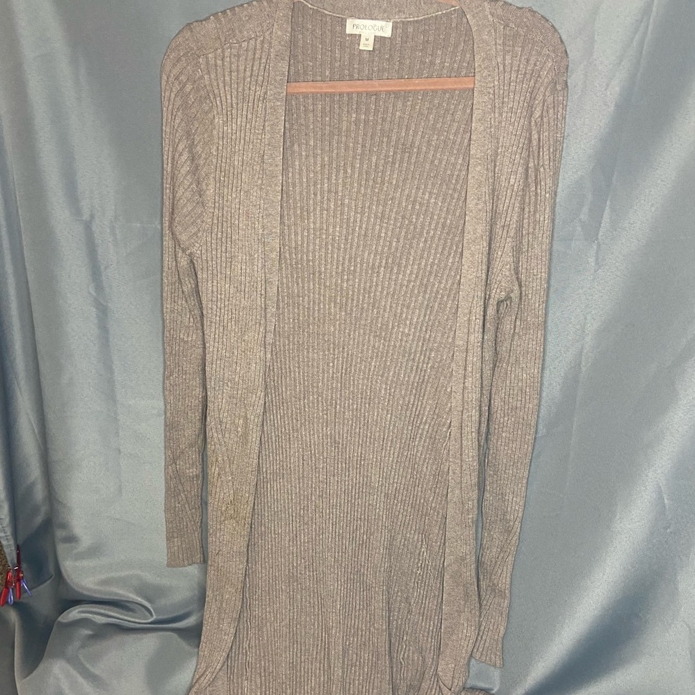 Prologue Gray Ribbed Cardigan